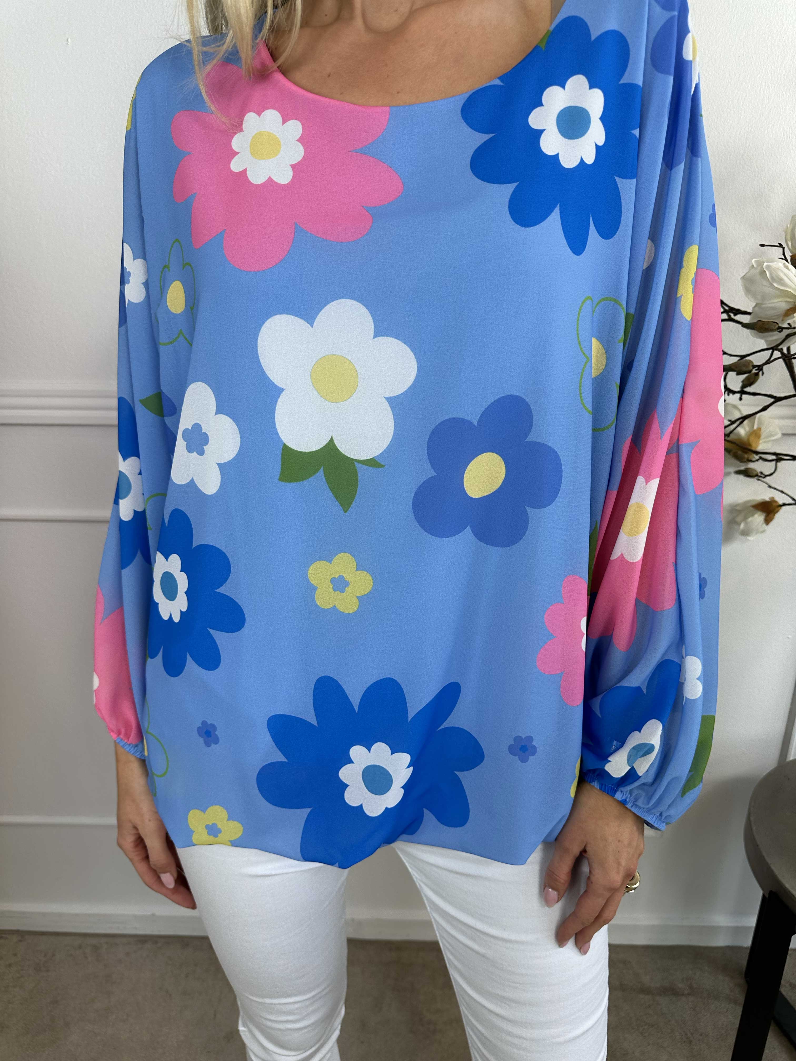 Destiny Flower - Bluse i chiffon med blomstermotiver